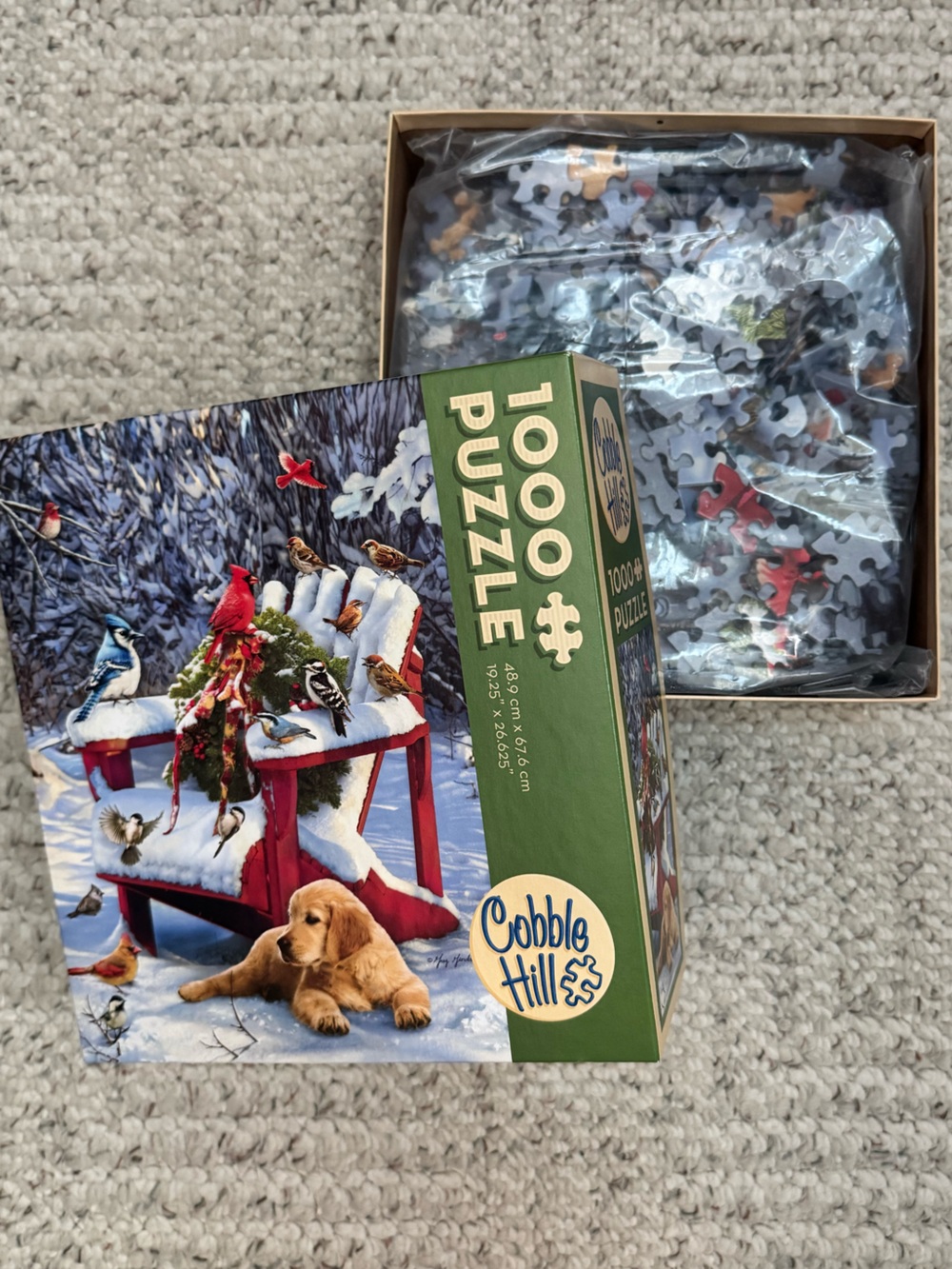 1000-Piece Puzzle Winter/Birds/Puppy - Picture 2 of 2